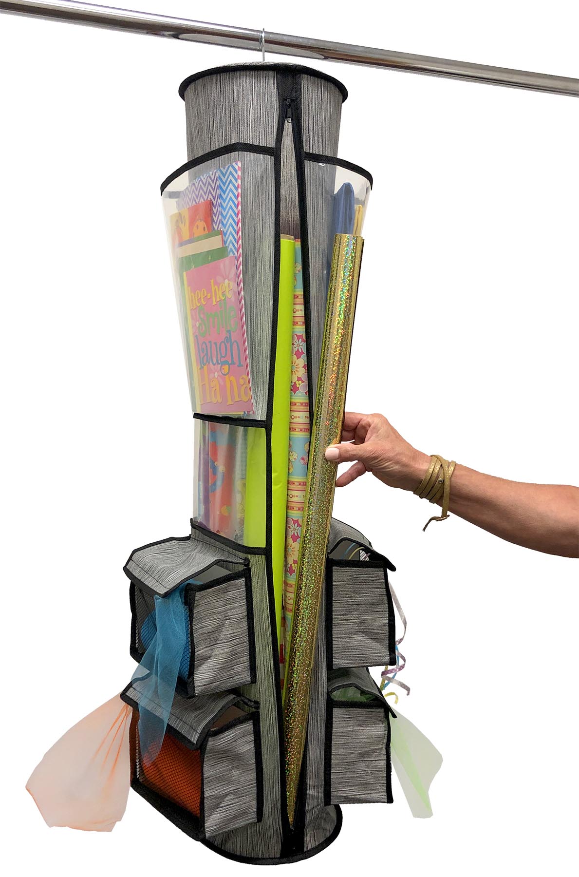 Round Gift Wrap Organizer - Wrapping Made Easy